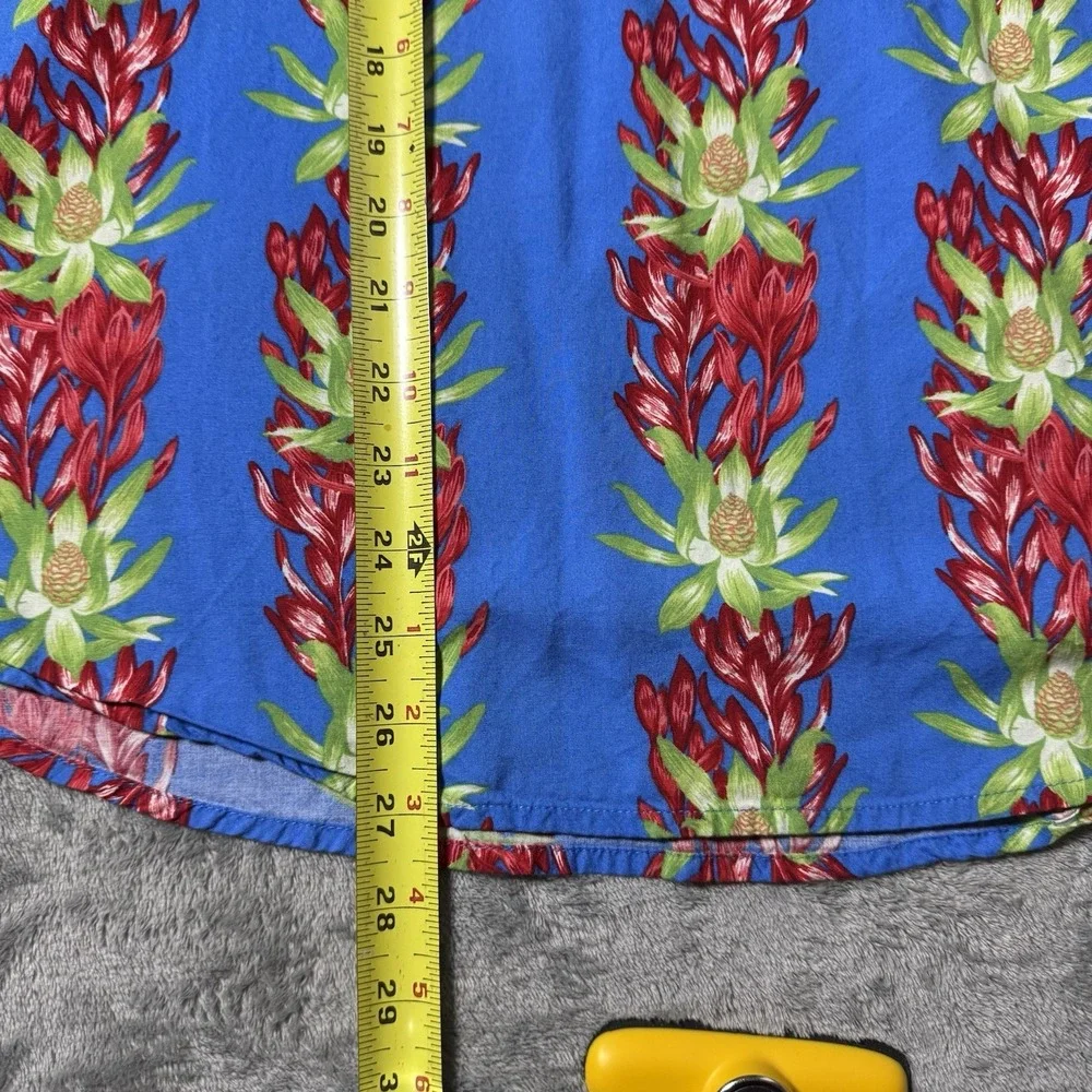 Cubavera-Mens Hawaiian‎ Shirt-Small-Blue/Red Floral-Casual Button-Up, 100% Rayon